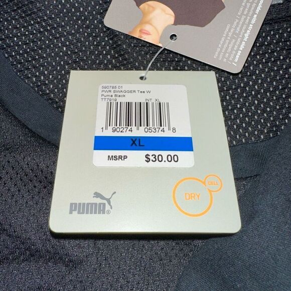 Puma Women’s Solid Black Mesh Graphic Short Sleeve Tee Size XL NWT - Picture 7 of 11